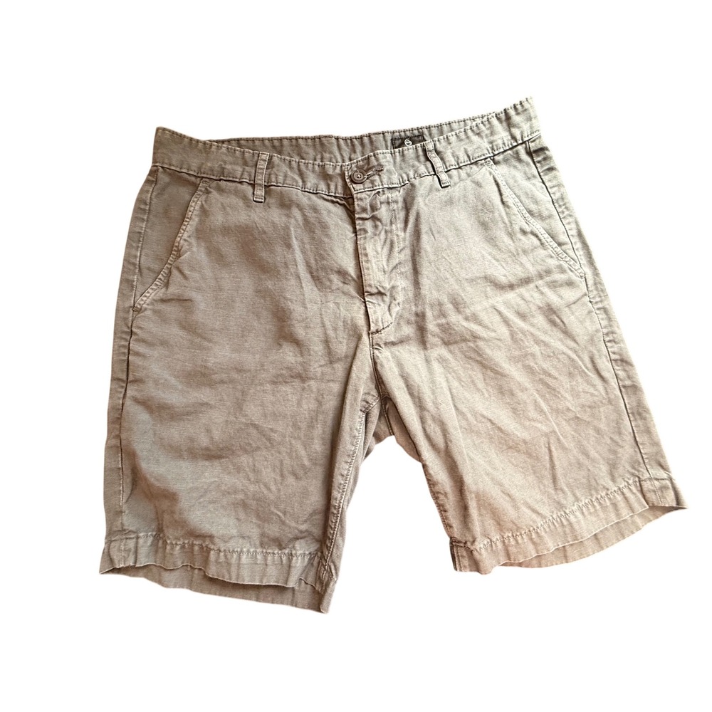AG Adriano Goldschmied Mens Grey Cotton Linen Blend Chino Shorts Size 34R